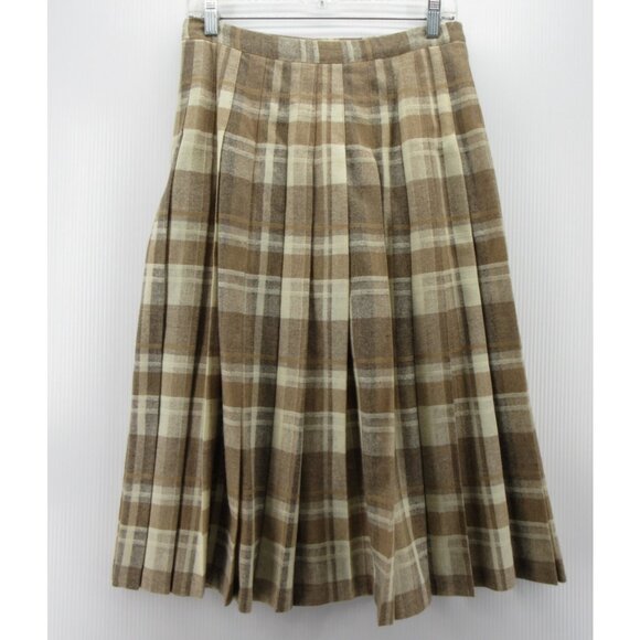 VINTAGE Pendleton Skirt 12 Petites Pleated Wool A-Line Plaid 70s 80s - Picture 5 of 7